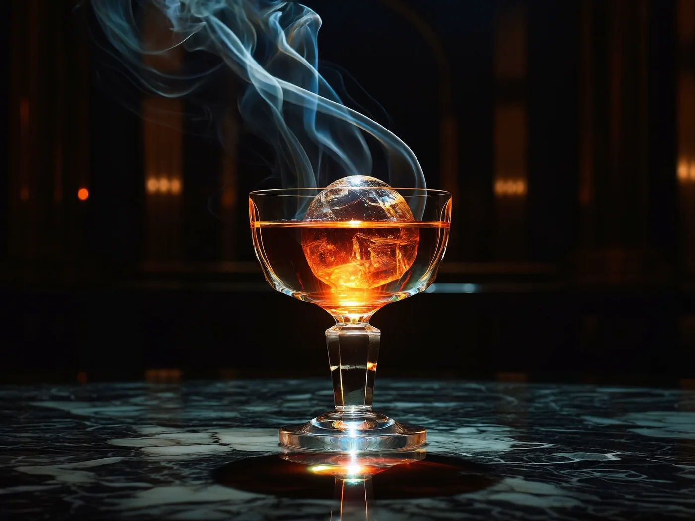 A cocktail under amber light at BANK Wolverhampton